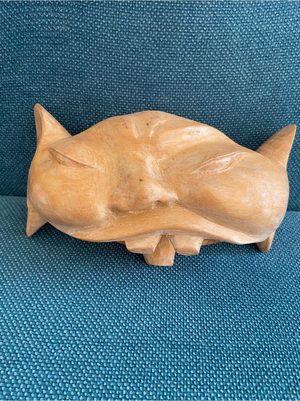 Balinese Okokan Wooden Cowbell Hand Carved Folk Art Grotesque Face Whimsical
